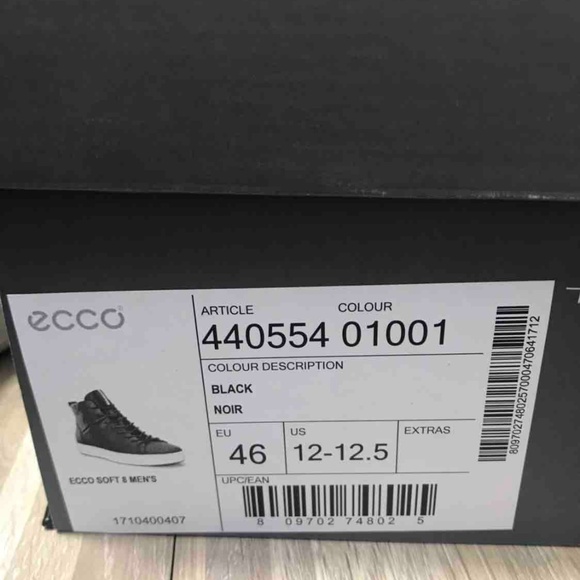 NWT ECCO Soft 8 High Top Leather Black AUTHENTIC - Picture 8 of 8